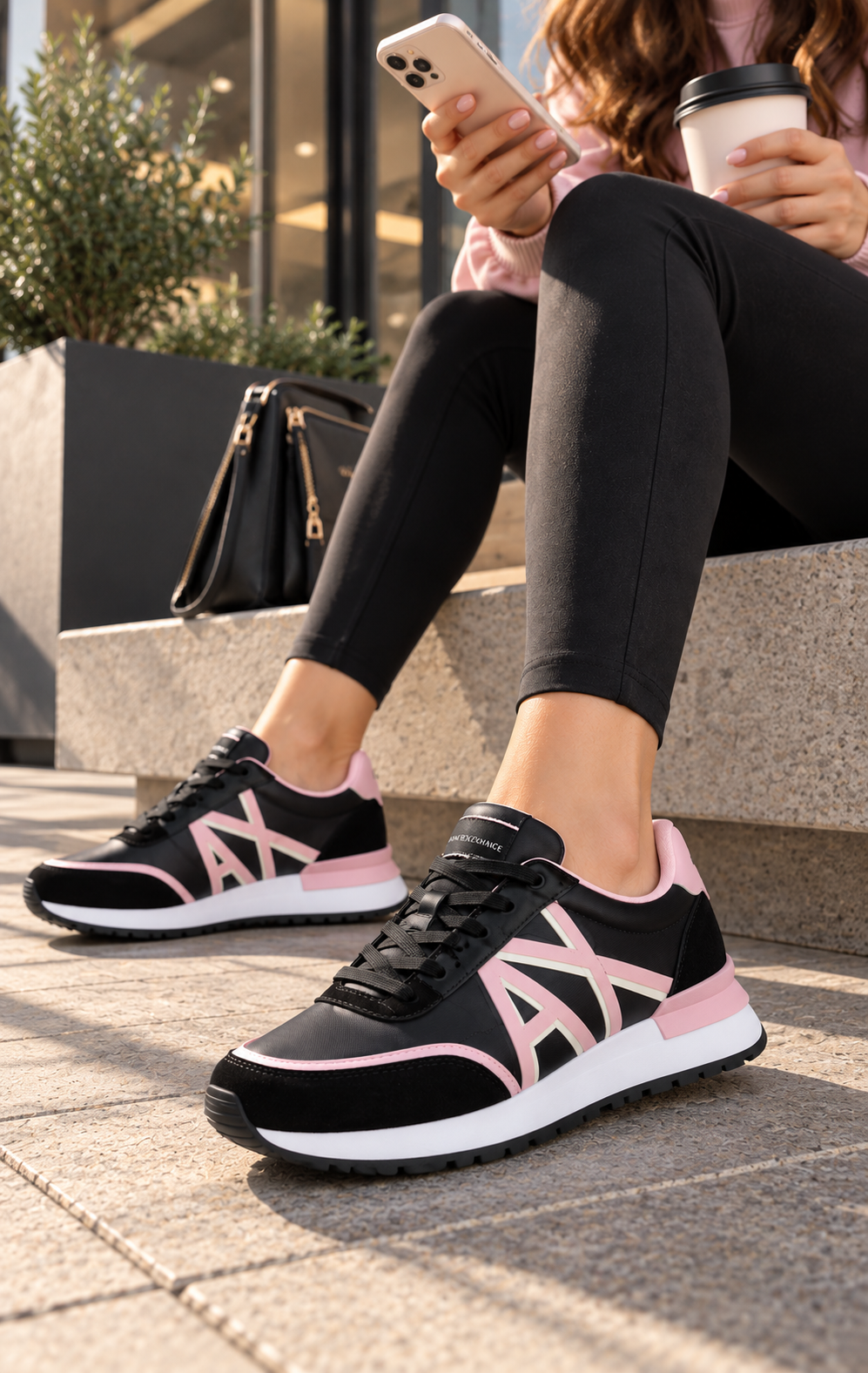 Tenis Armani Exchange XDX109 Negro y Rosa