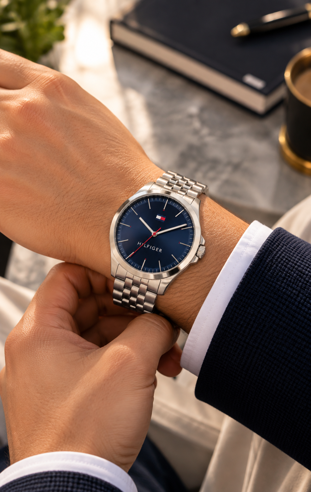 Reloj Tommy Hilfiger Barclay 1791713 para Caballero Plateado y Azul