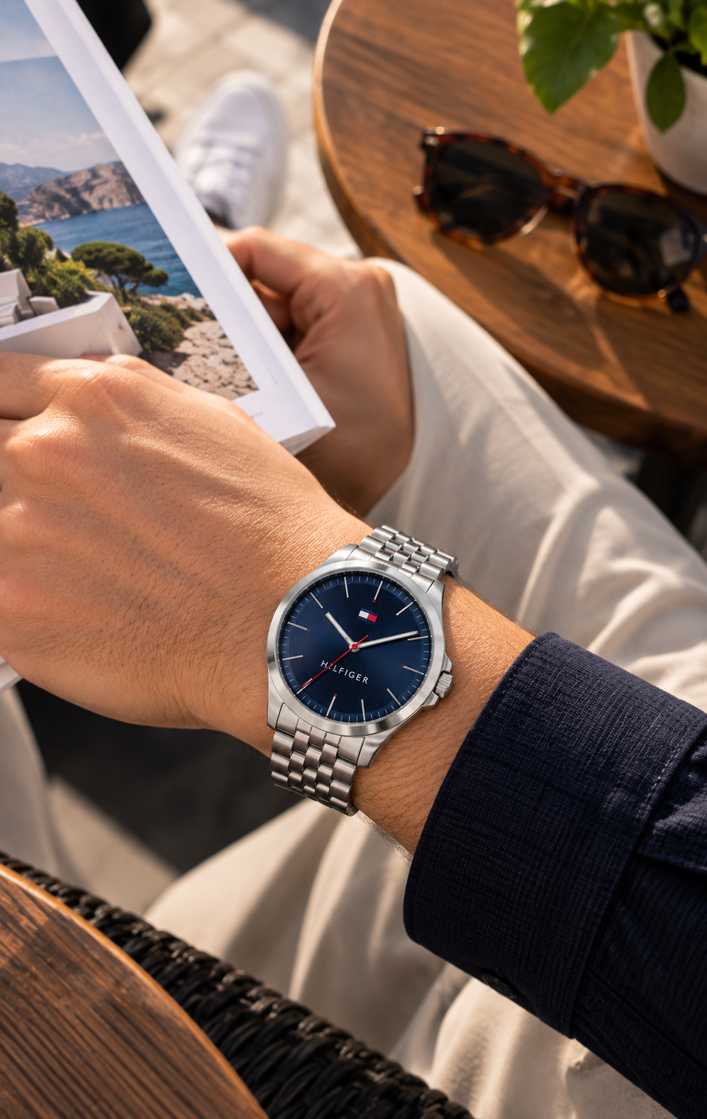 Reloj Tommy Hilfiger Barclay 1791713 para Caballero Plateado y Azul