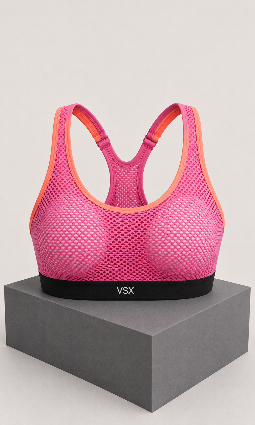 Bra Deportivo Victoria’s Secret VSX Sport 32DD Rosa con Blanco, Negro y Naranja