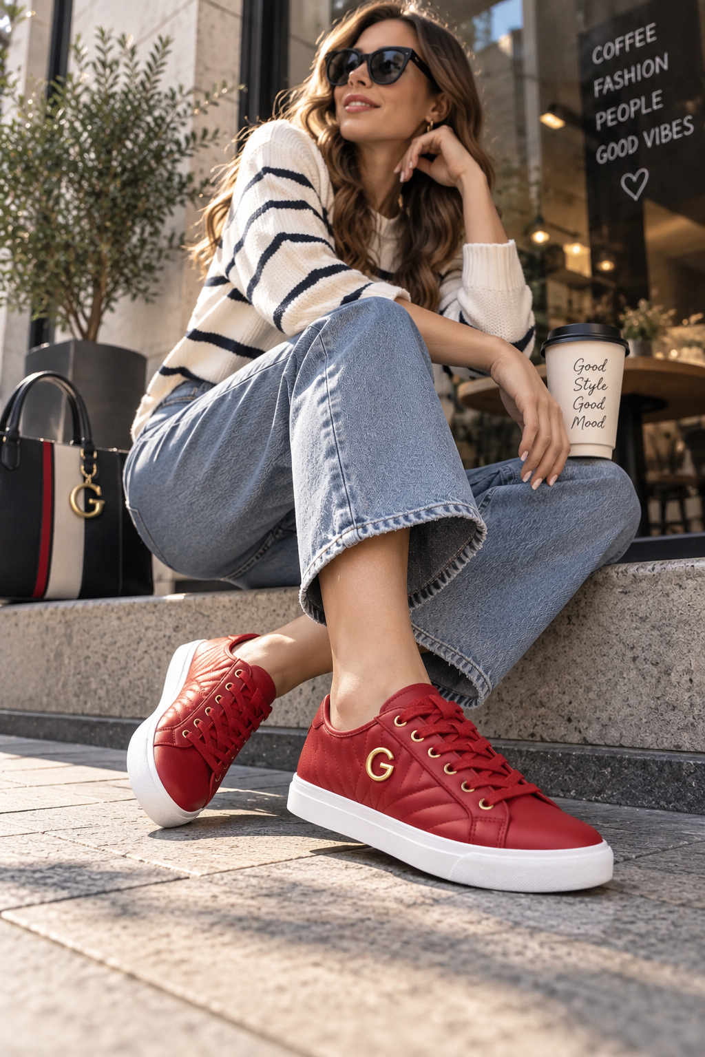 Tenis G Los Angeles by Guess Maddey para Mujer Rojo Quemado