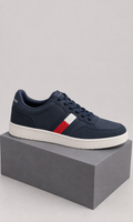 Tenis Casual para Hombre Azul Marino de Piel con Detalles de Gamuza