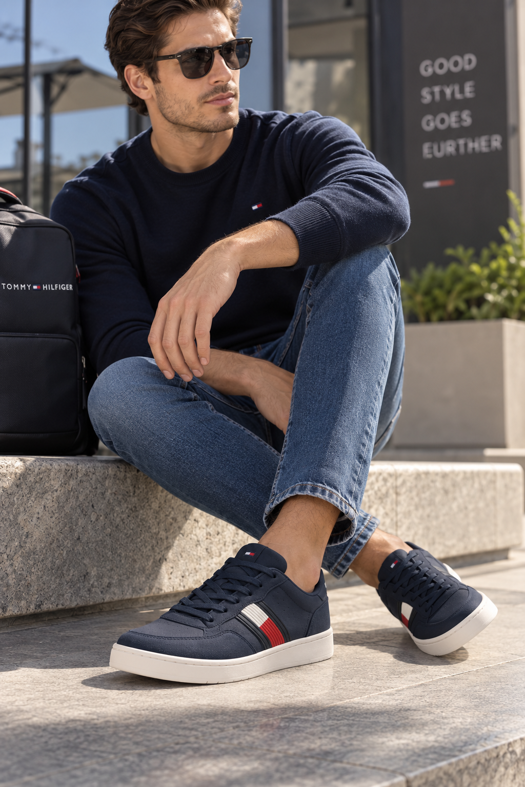 Tenis Casual para Hombre Azul Marino de Piel con Detalles de Gamuza