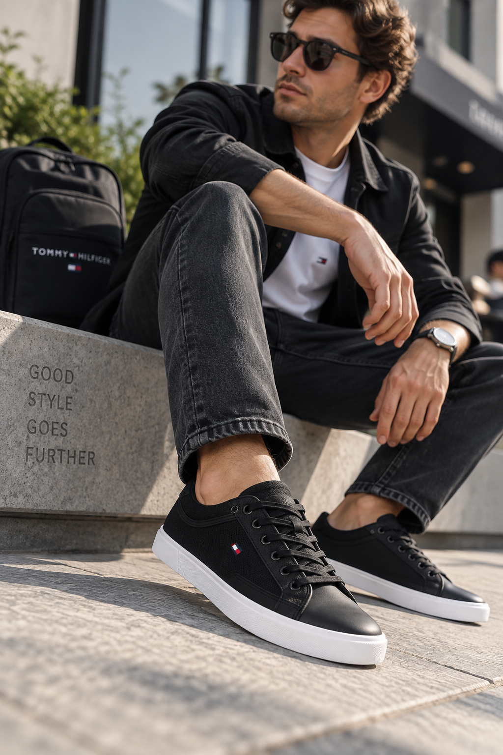 Tenis Casual para Hombre Negros con Detalles de Piel