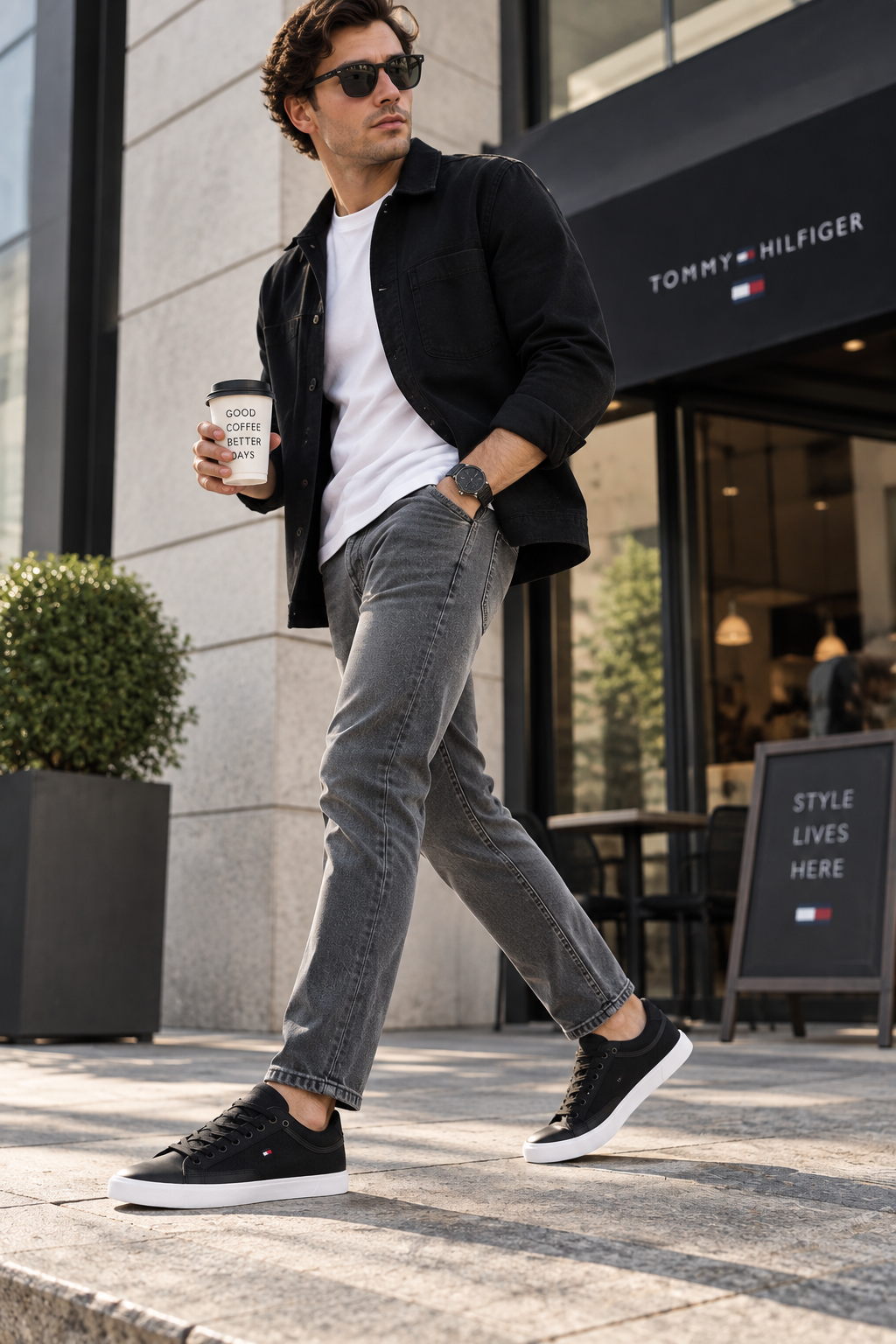 Tenis Casual para Hombre Negros con Detalles de Piel