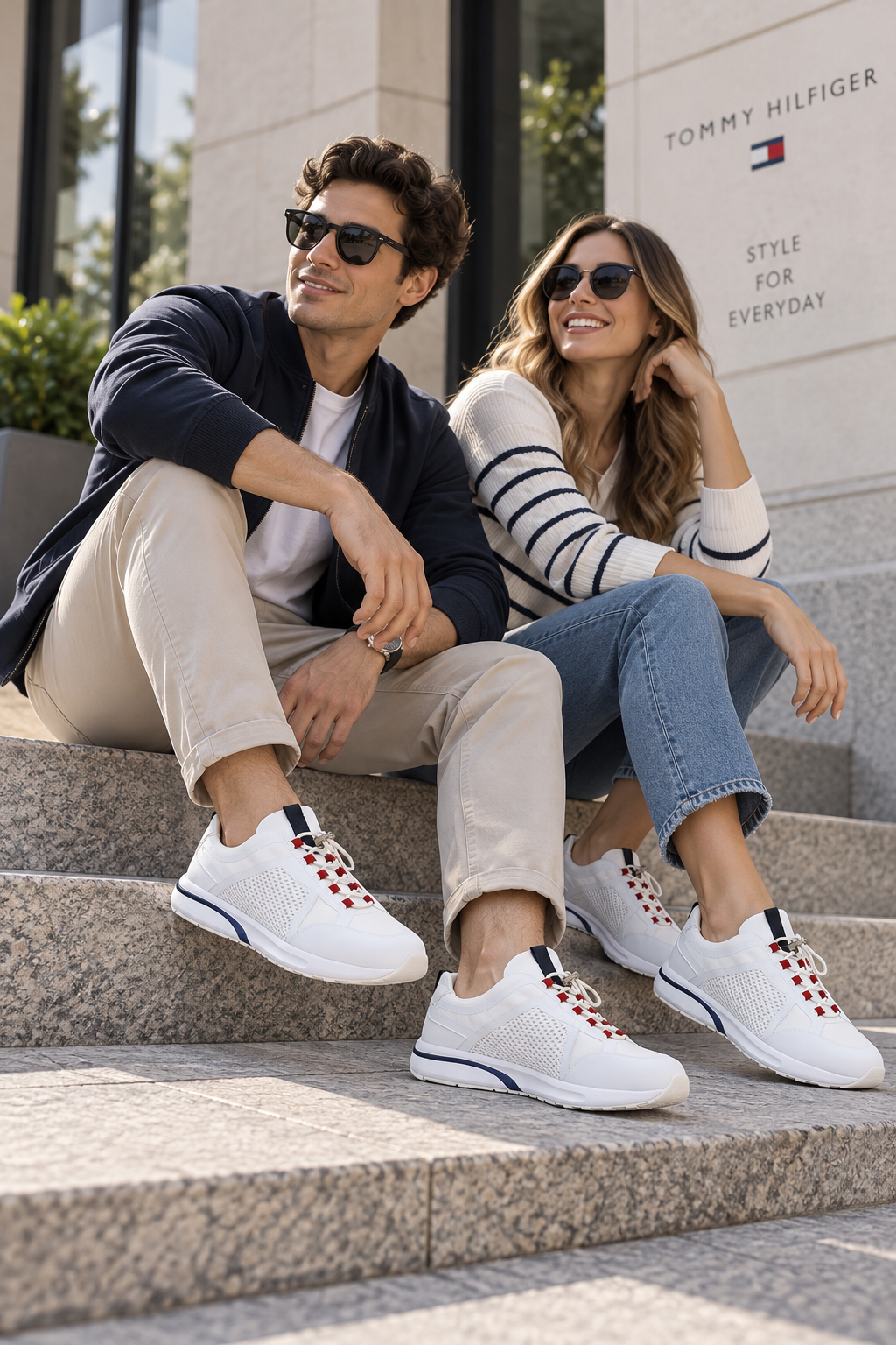 Tenis Tommy Hilfiger Unisex Blancos con Detalles en Rojo