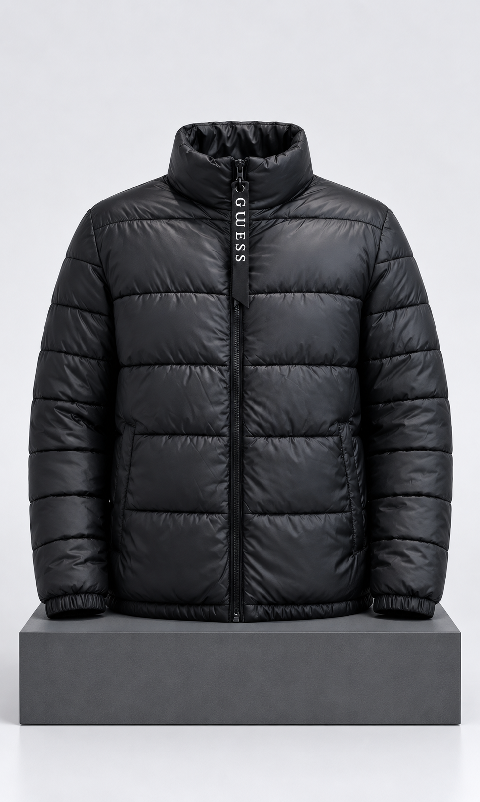Chamarra Guess para Hombre Doble Vista Negra y Plateada
