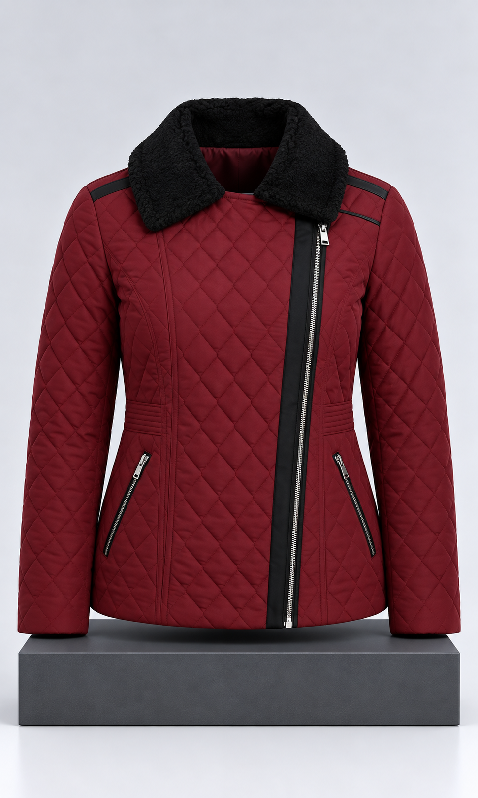 Chamarra Guess para Mujer Tinto con Cuello Afelpado