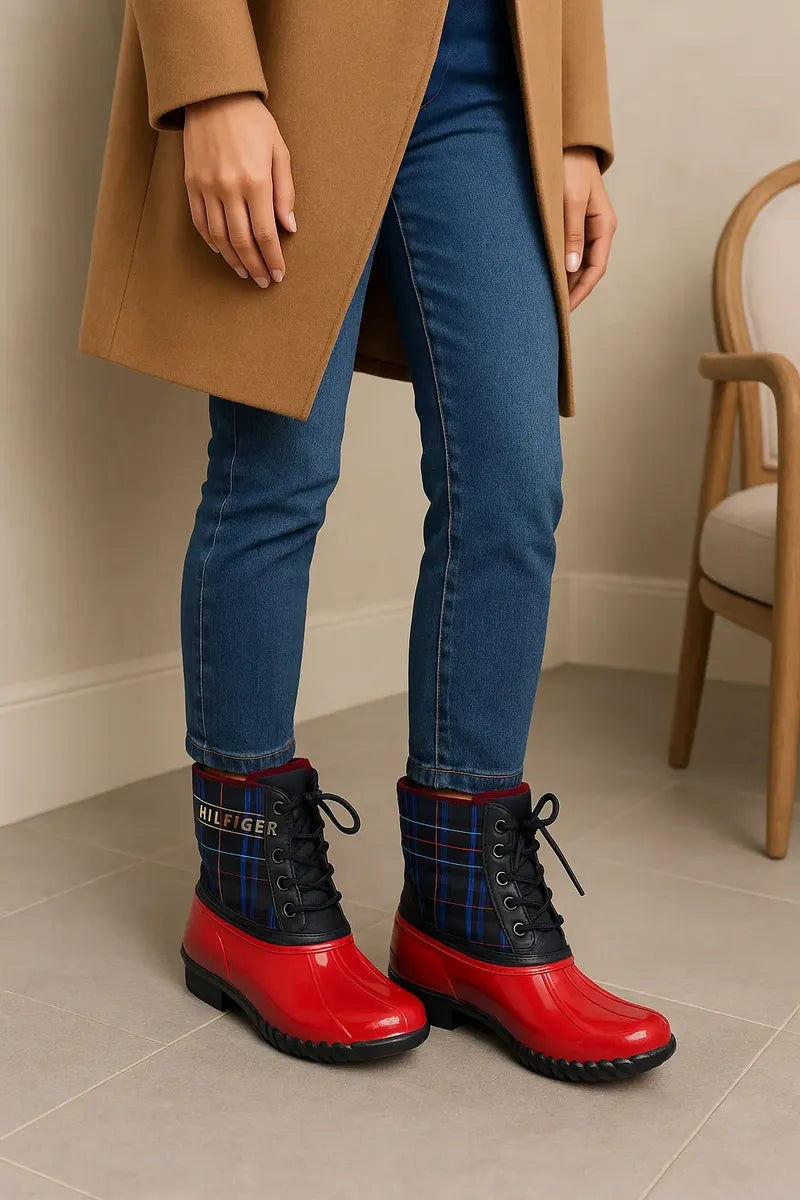Botas de Lluvia para Mujer Rojas con Interior de Peluche