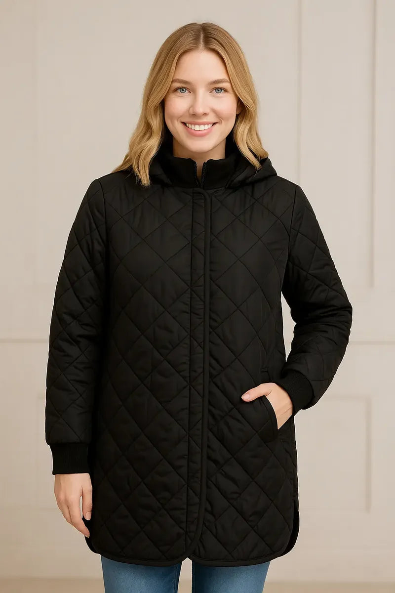 Chamarra DKNY Negra Capitonada para Mujer