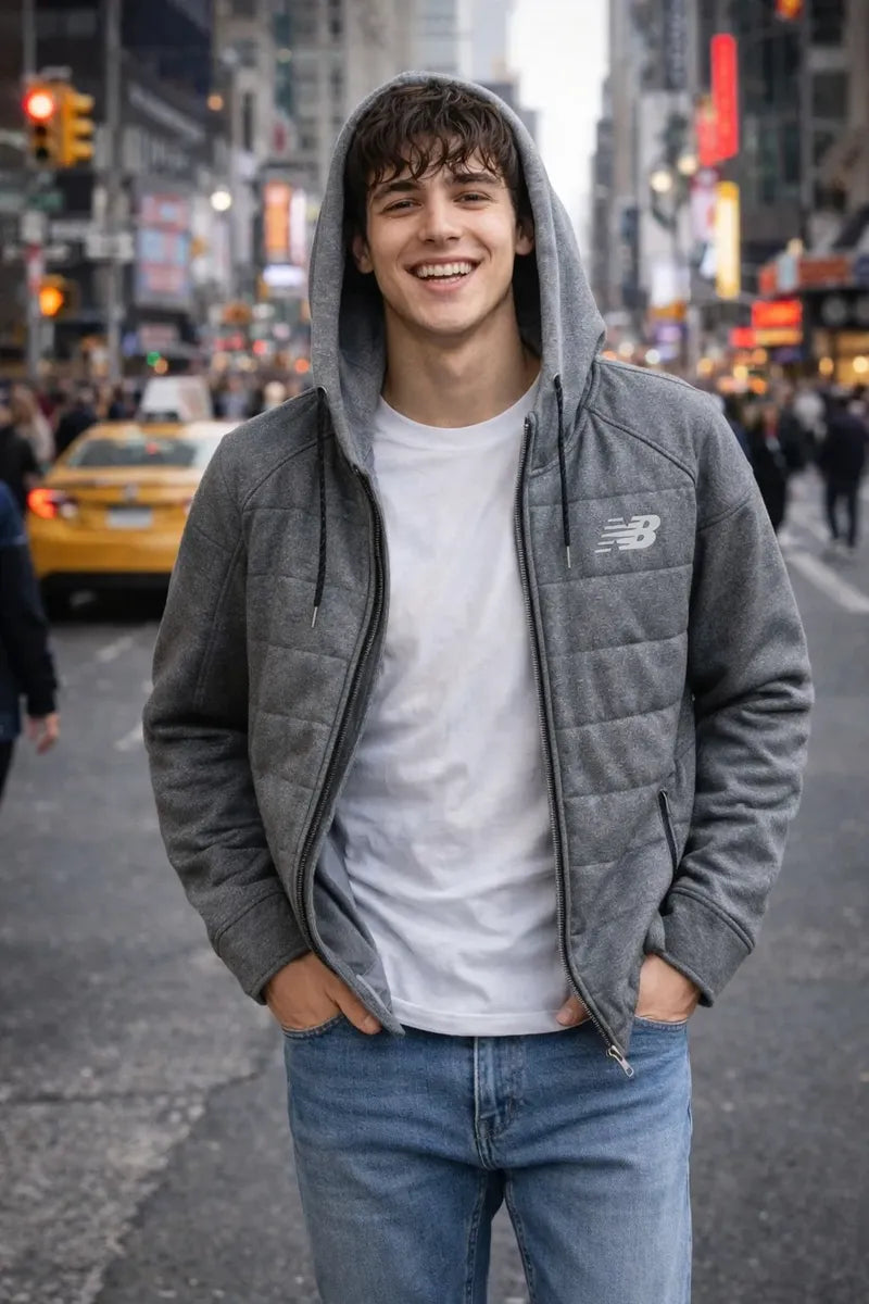 Chamarra New Balance Gris para Hombre Casual y Versátil