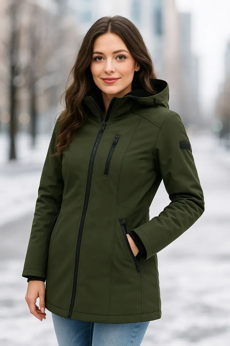 Chamarra Calvin Klein para Mujer Verde Militar con Gorro Afelpado