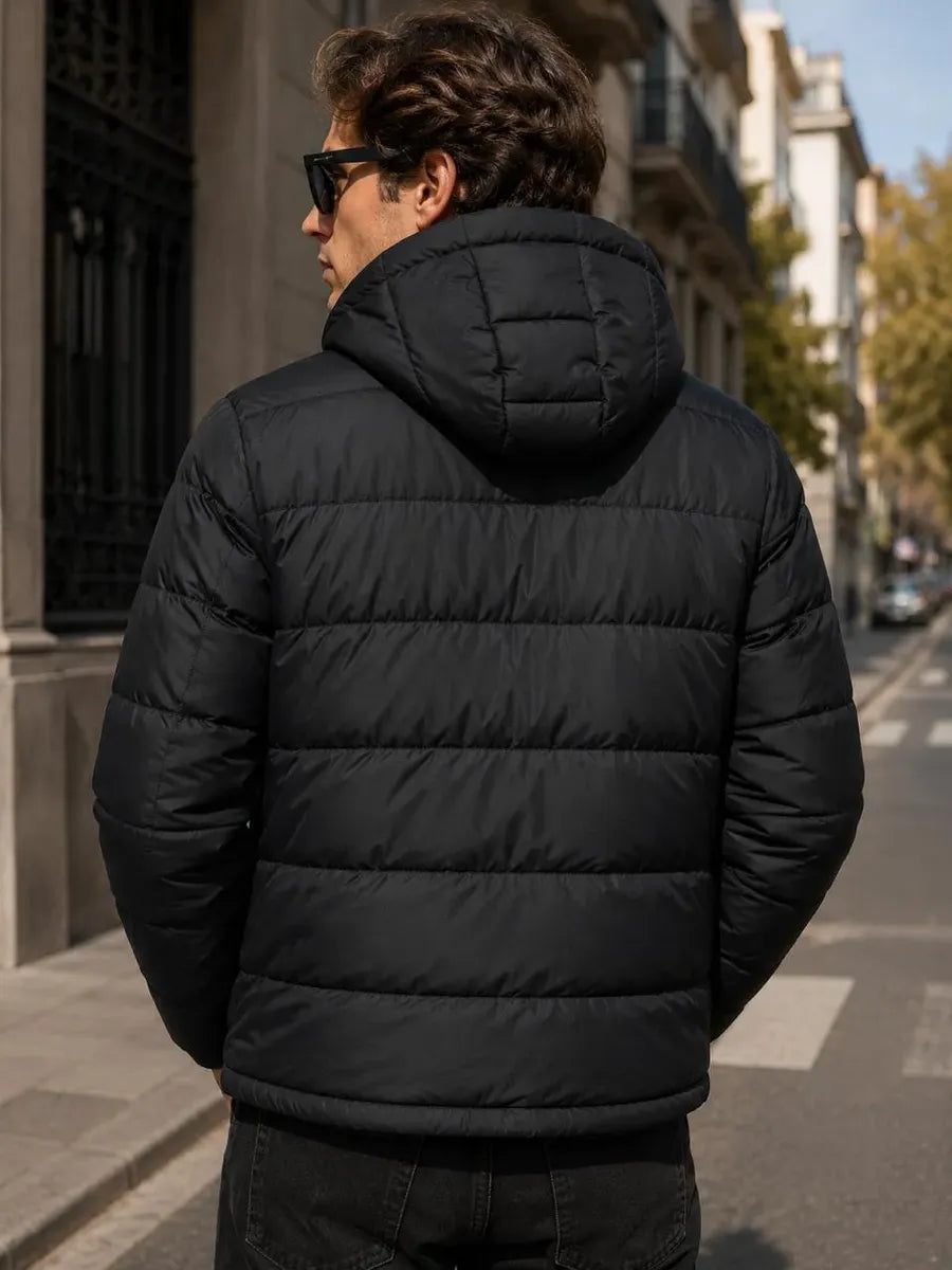 Chamarra para Hombre Negra Talla S con Capucha