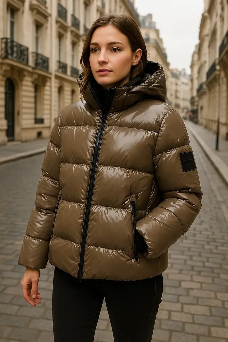 Chamarra Calvin Klein para Mujer Marrón Claro y Negra