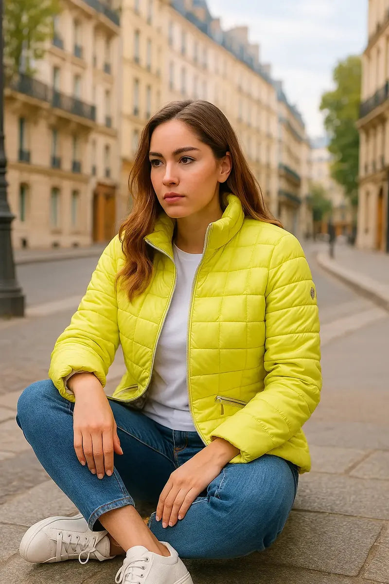 Chamarra Michael Kors para Mujer Amarillo Limón Talla XL