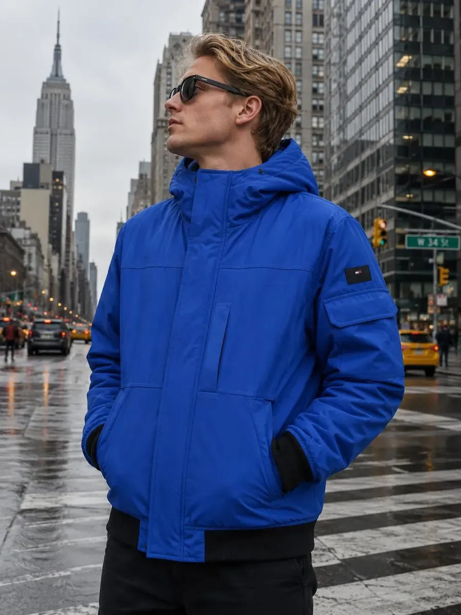 Chamarra para Hombre Azul con Capucha