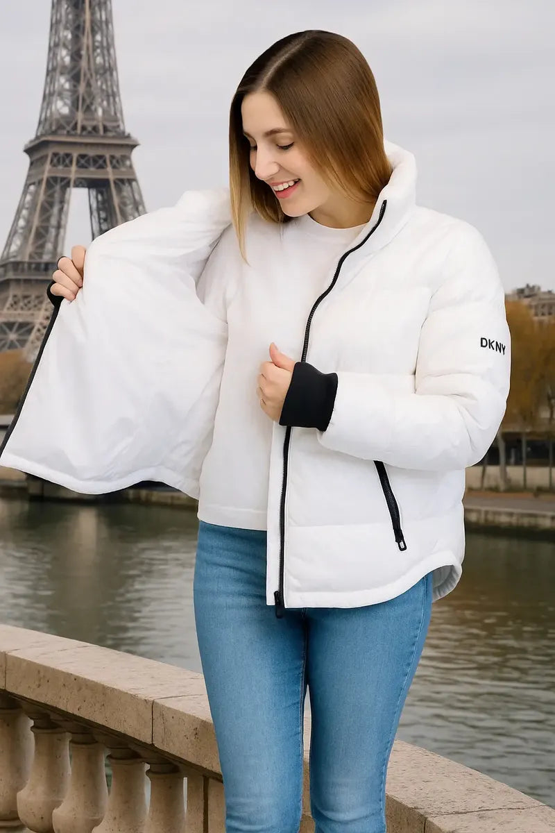 Chamarra DKNY Blanca y Negra para Mujer