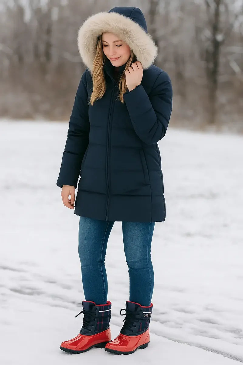 Botas de Lluvia para Mujer Rojas con Interior de Peluche