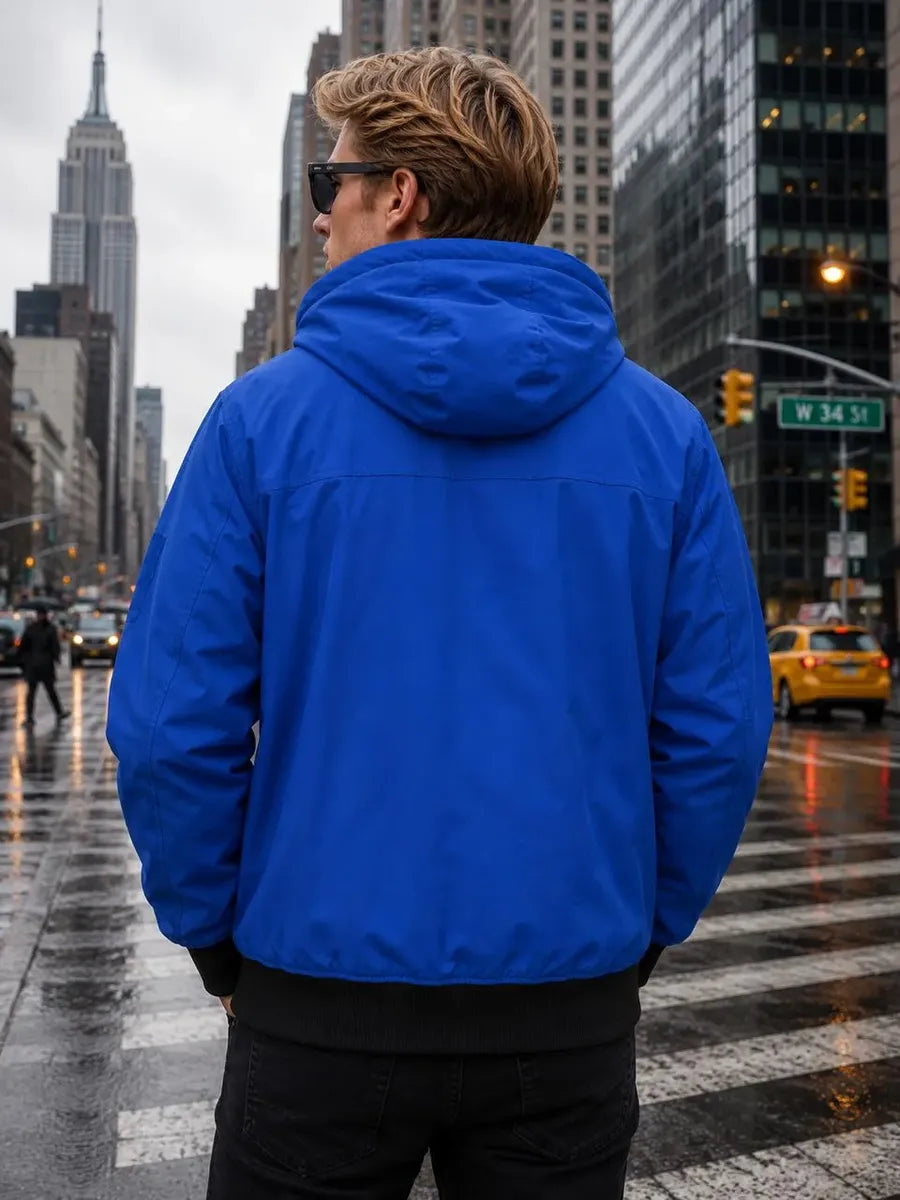 Chamarra para Hombre Azul con Capucha