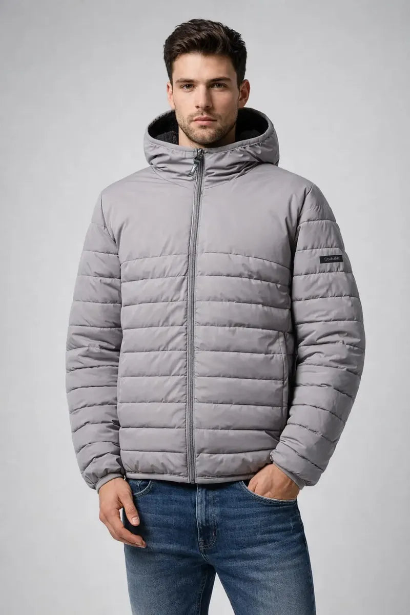 Chamarra Calvin Klein para Hombre Gris con Interior de Peluche