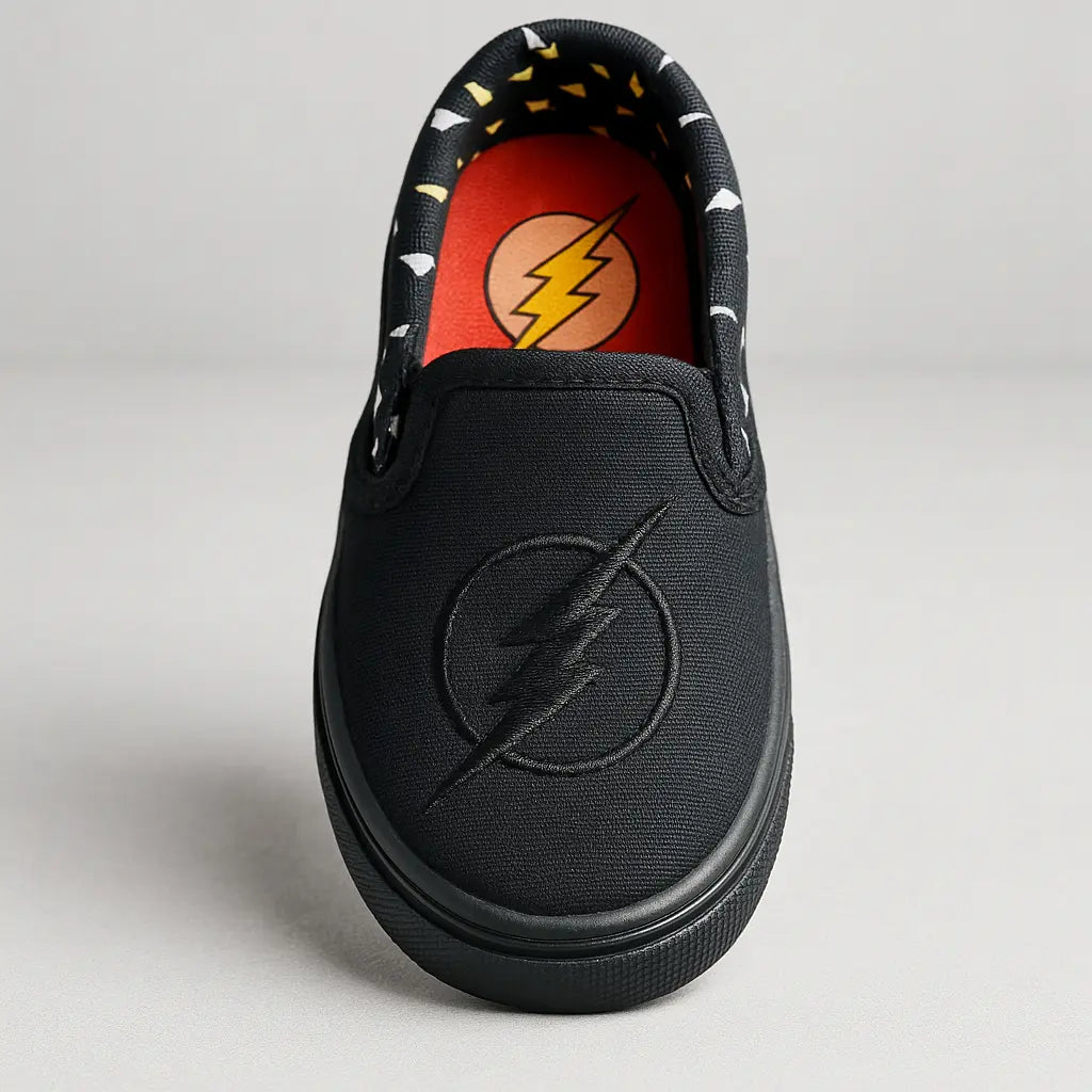 Tenis Flash Justice League para Niño Negros Slip-On Sin Cordones