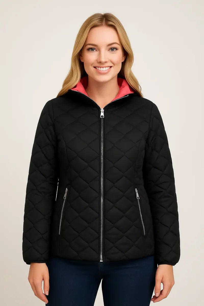 Chamarra Guess para Mujer Negra con Rosa