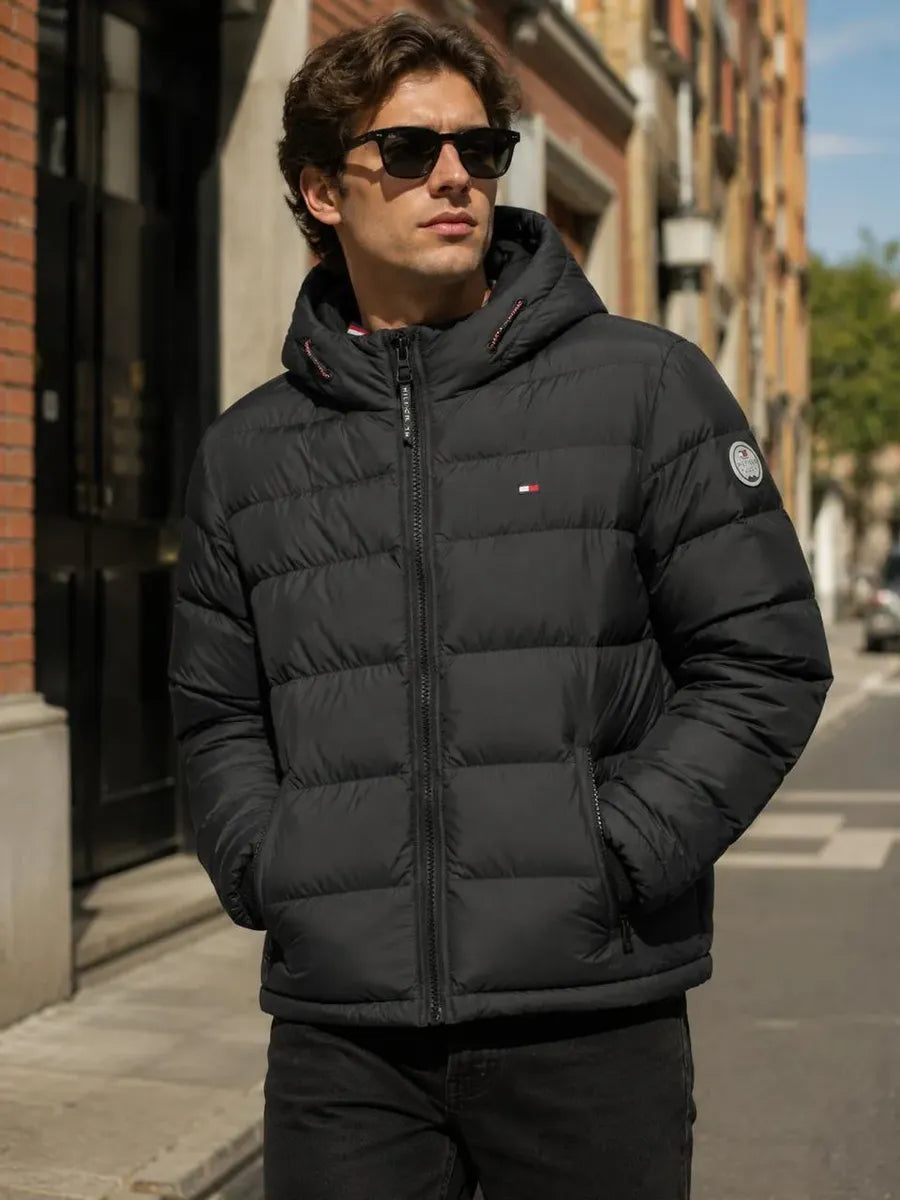 Chamarra para Hombre Negra Talla S con Capucha