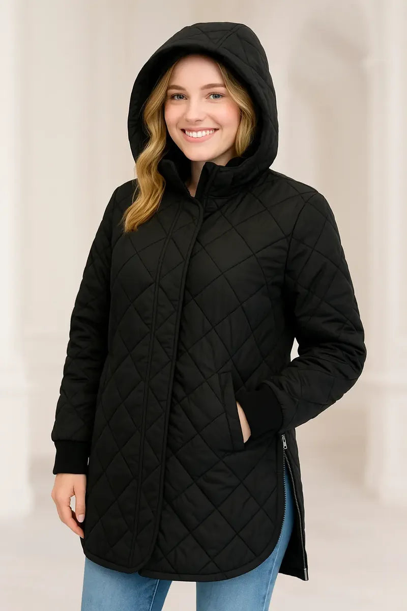 Chamarra DKNY Negra Capitonada para Mujer