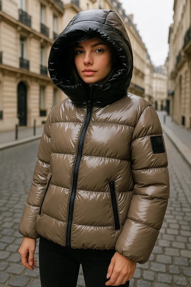 Chamarra Calvin Klein para Mujer Marrón Claro y Negra