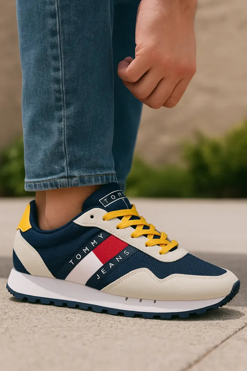 Tenis para Hombre Azul Marino, Blanco y Amarillo Casual Sport