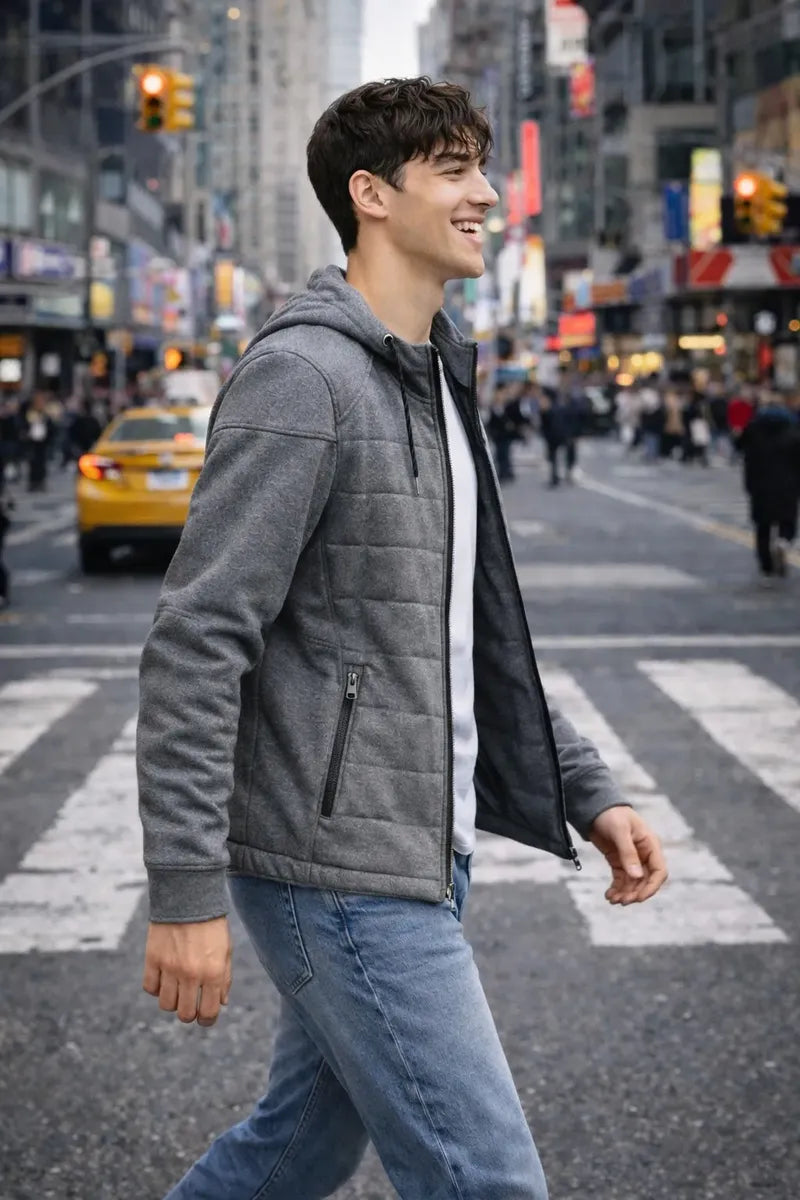 Chamarra New Balance Gris para Hombre Casual y Versátil
