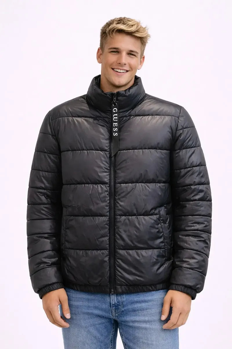Chamarra Guess para Hombre Doble Vista Negra y Plateada
