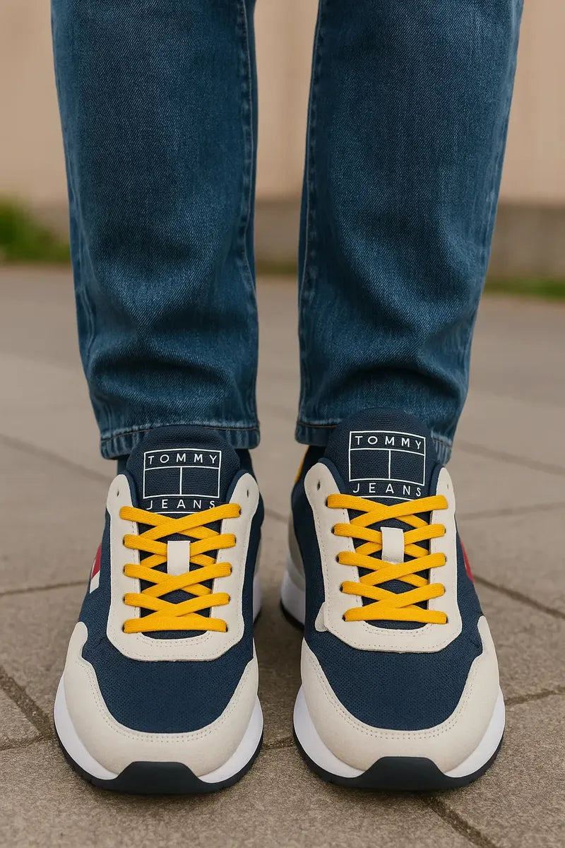 Tenis para Hombre Azul Marino, Blanco y Amarillo Casual Sport