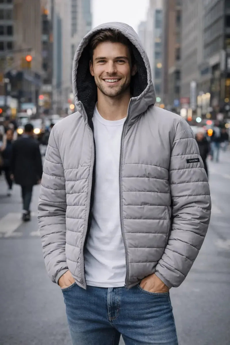 Chamarra Calvin Klein para Hombre Gris con Interior de Peluche