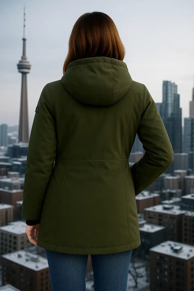Chamarra Calvin Klein para Mujer Verde Militar con Gorro Afelpado