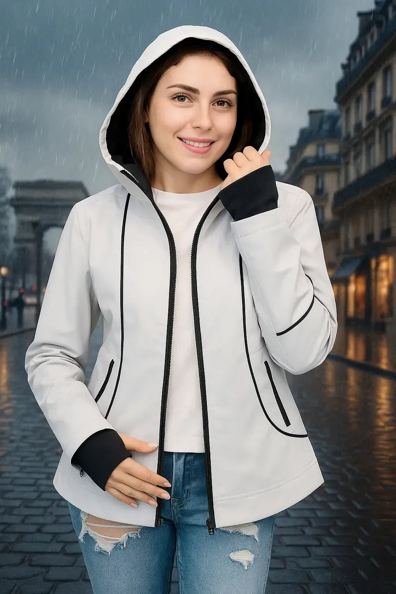 Chamarra Guess Blanca y Negra para Mujer