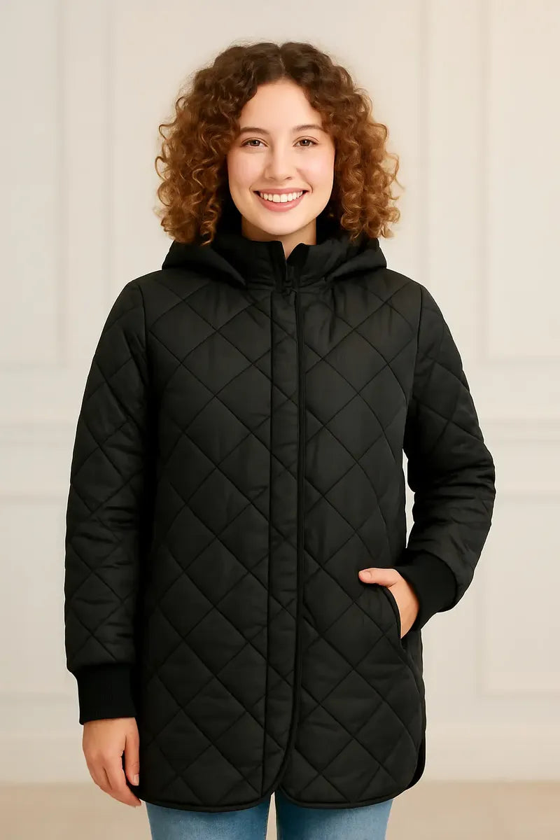 Chamarra DKNY Negra Capitonada para Mujer