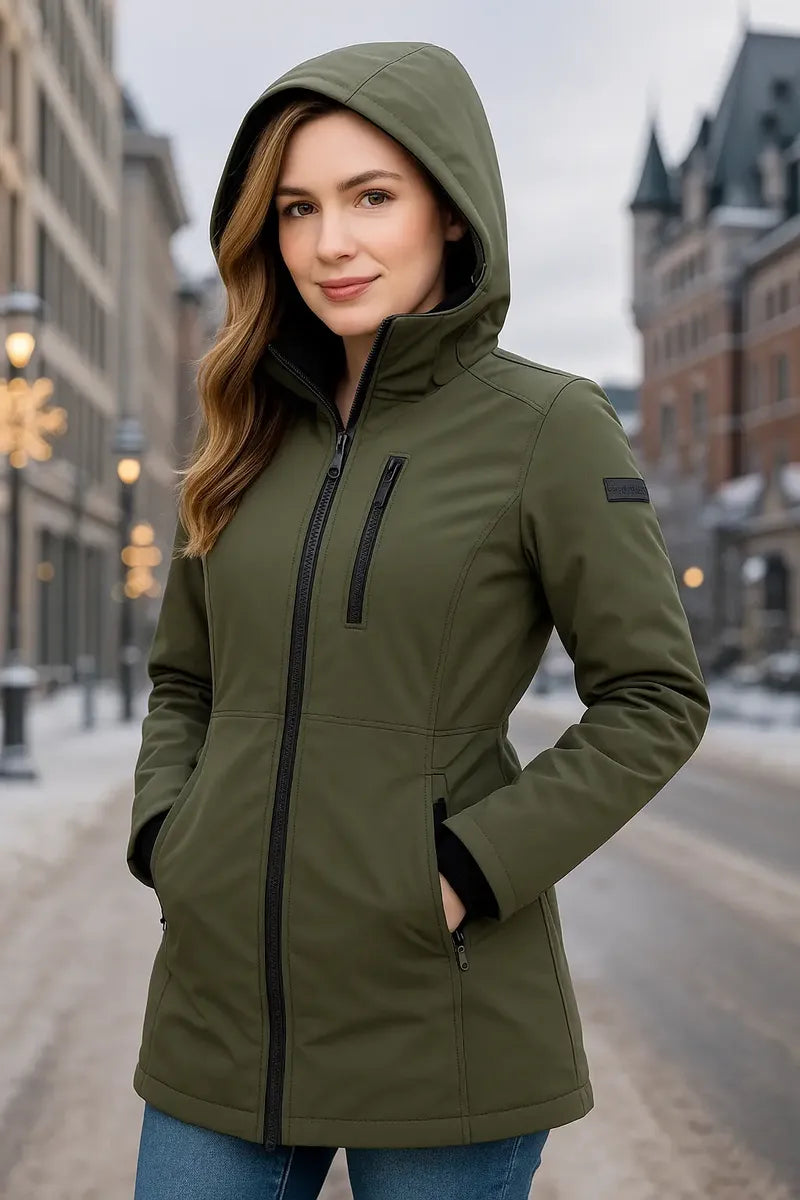 Chamarra Calvin Klein para Mujer Verde Militar con Gorro Afelpado