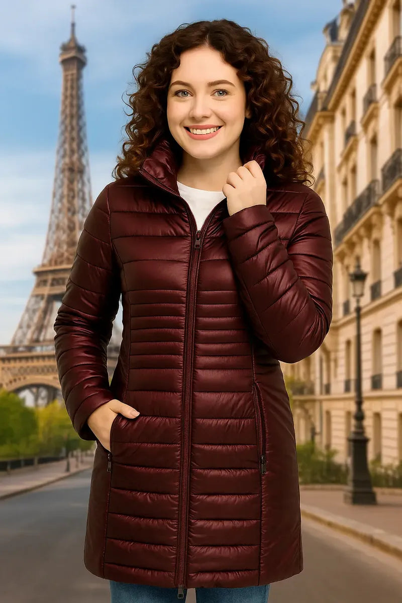 Chamarra Calvin Klein para Mujer Tinto Metálico