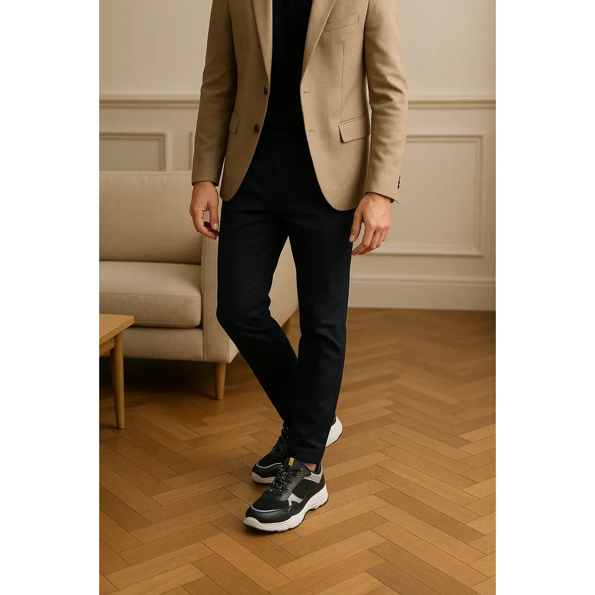 Tenis Kingside para Hombre Negro con Amarillo Fluorescente
