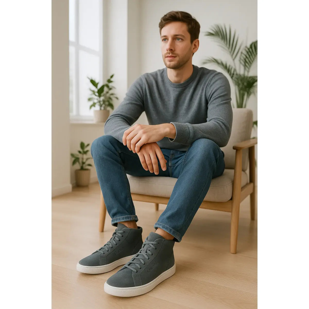 Tenis Calvin Klein para Hombre Gris de Gamuza