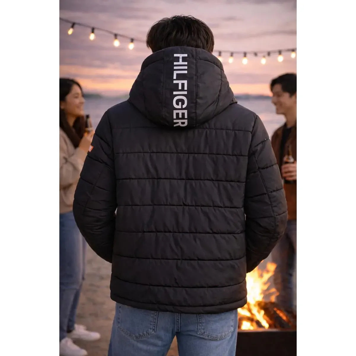 Chamarra Tommy Hilfiger para Hombre Negra con Capucha