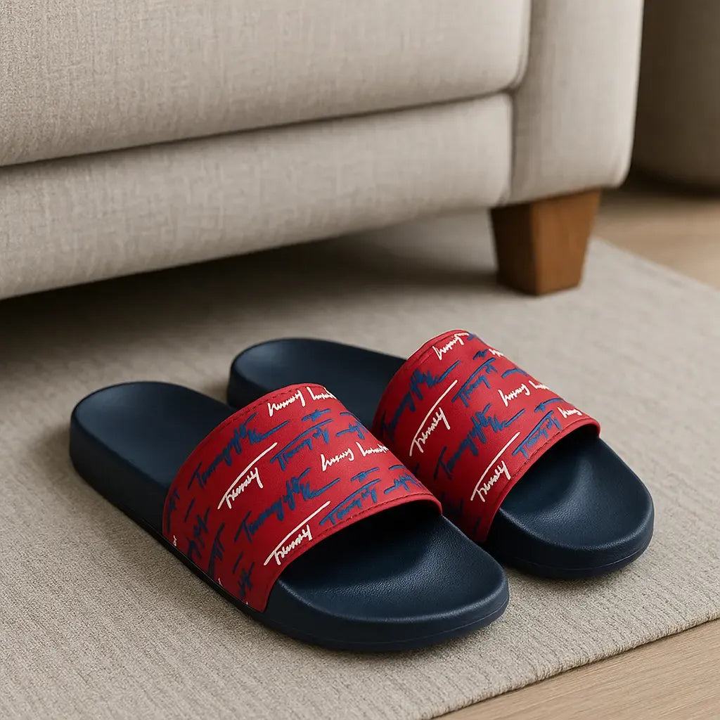Sandalias Unisex Azul Marino y Rojo Cómodas para Uso Diario