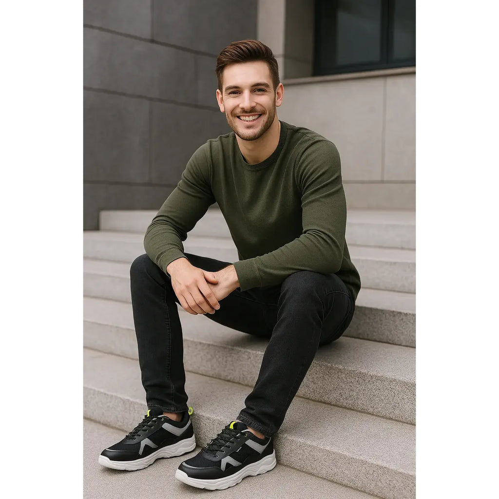 Tenis Kingside para Hombre Negro con Amarillo Fluorescente