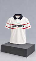Playera para Hombre Blanca con Cuello Azul Marino Tommy Hilfiger