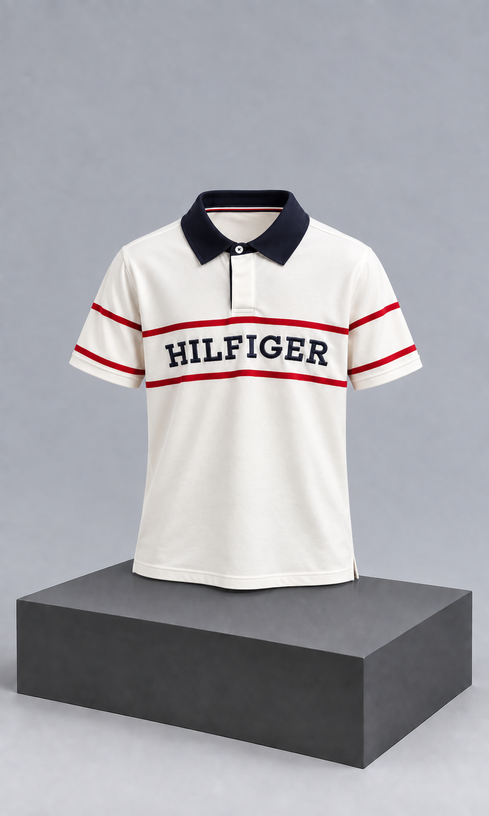 Playera para Hombre Blanca con Cuello Azul Marino Tommy Hilfiger