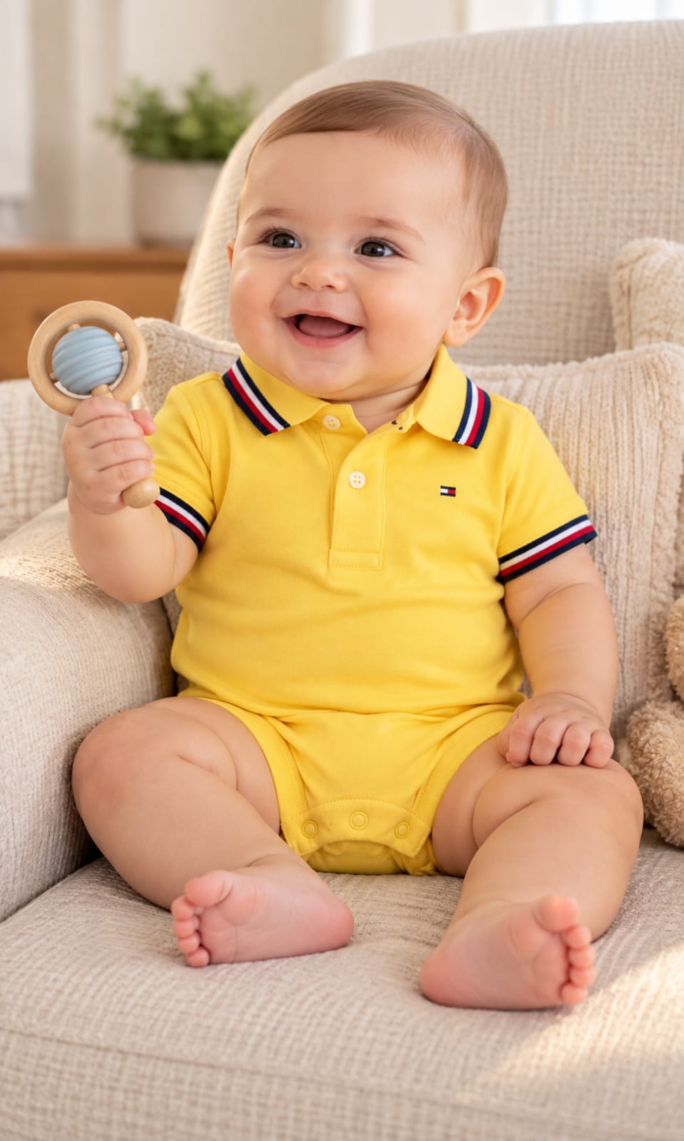 Mameluco Tommy Hilfiger para bebé 3-6 meses color amarillo