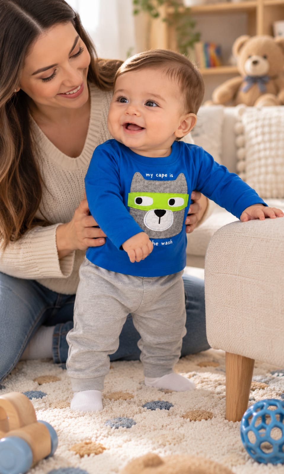 Playera de manga larga First Impressions para bebé 6-9 meses azul
