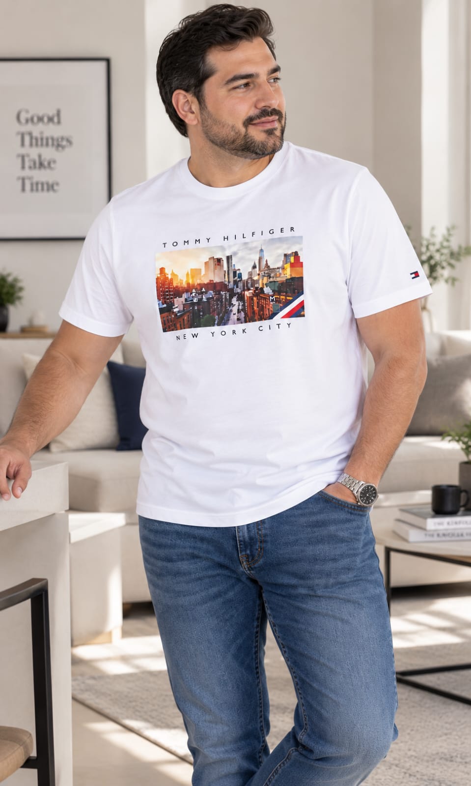 Playera para Hombre Blanca Cuello Redondo Manga Corta Tommy Hilfiger