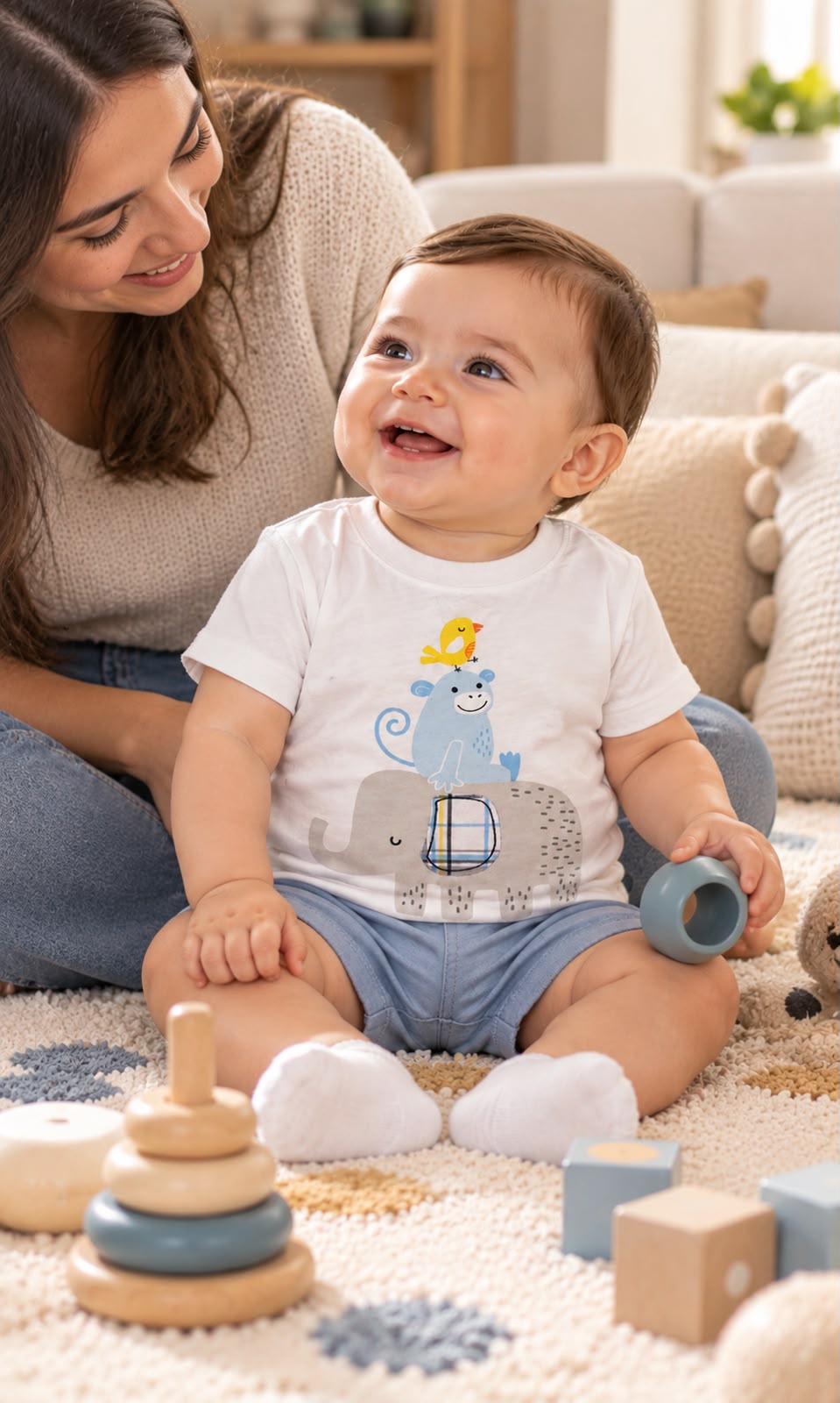 Playera First Impressions de manga corta para bebé 6-9 meses blanca